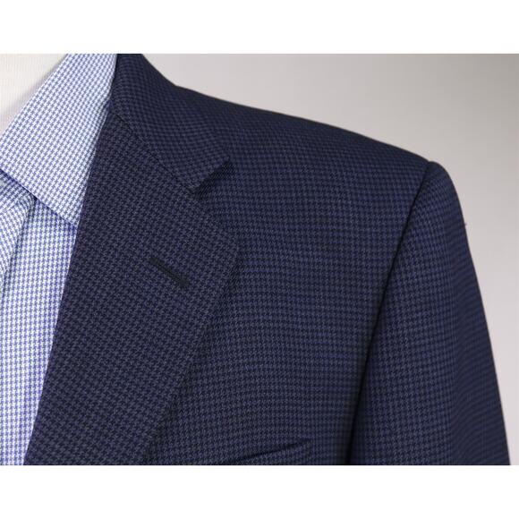 Hickey Freeman Blue Blazer Houndstooth Wool Sportcoat Jacket 40R - Picture 4 of 8